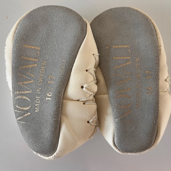 Nowali Sz 16/17 Cream Cotton Blend Leather Sole Moccasins - Picture 3 of 4